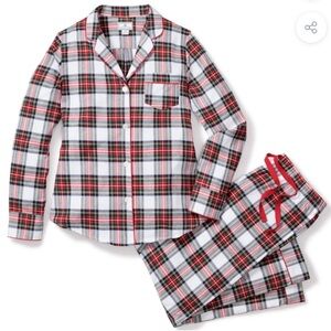 Petite Plume Festive Tartan‎ Plaid Two Piece Cotton Pajama Set